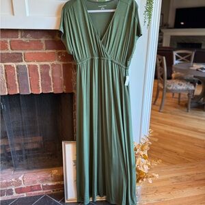 Amazon Essentials Olive Green Maxi Dress
